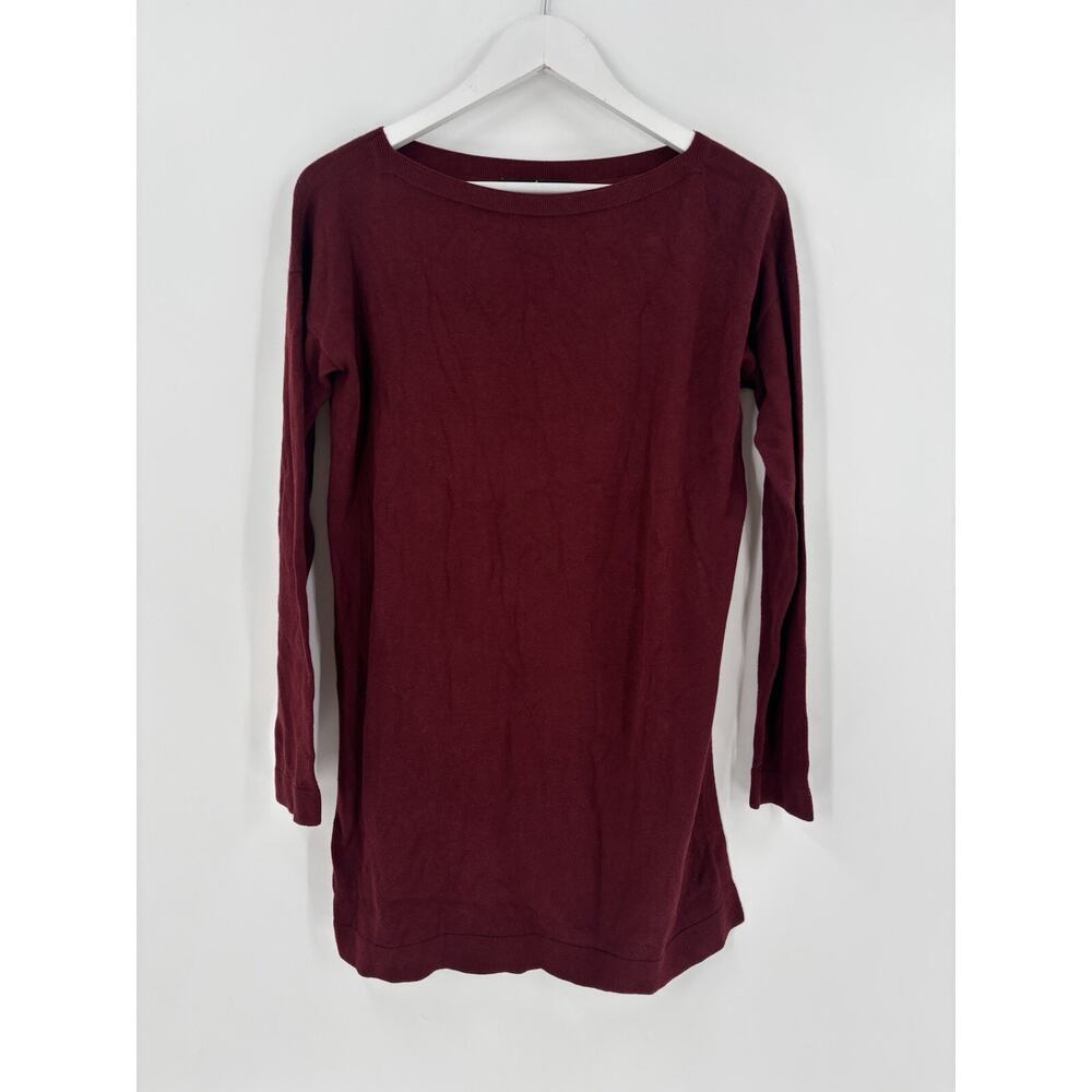 Peruvian Connection Sweater Womens Small Red Burgundy Cotton Blend Pullover Slit